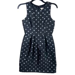 J. Crew Silver Polka Dot Bubble Skirt Dress Womens 2 Metallic Classy Chic Preppy